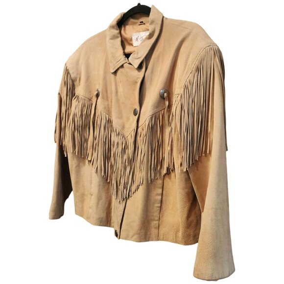 Vintage Men's M Julian Suede Fringe Concho Western Motorcycle Tan Jacket Sz 16 - Picture 5 of 16
